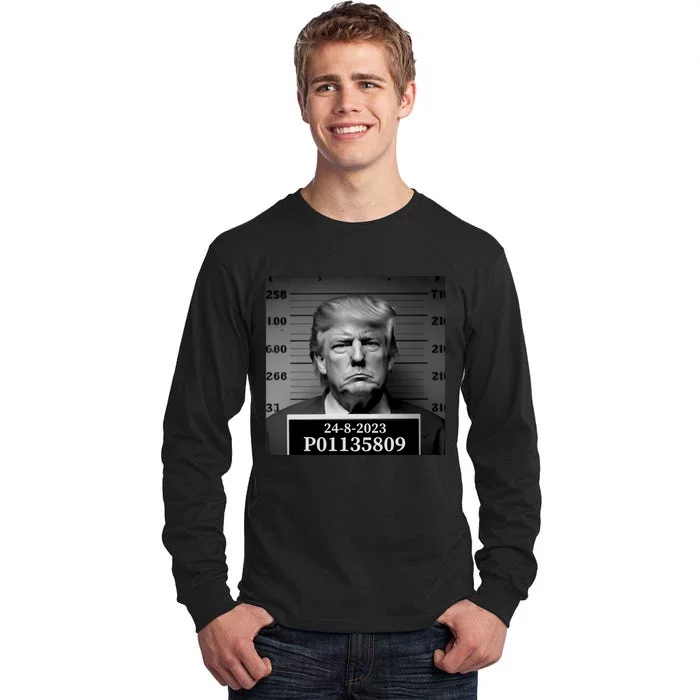 Trump 2024 Mugshot Trump Inmate P01135809 Tall Long Sleeve T-Shirt