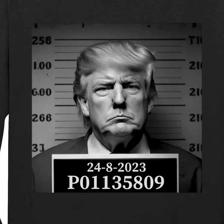 Trump 2024 Mugshot Trump Inmate P01135809 Tall Long Sleeve T-Shirt