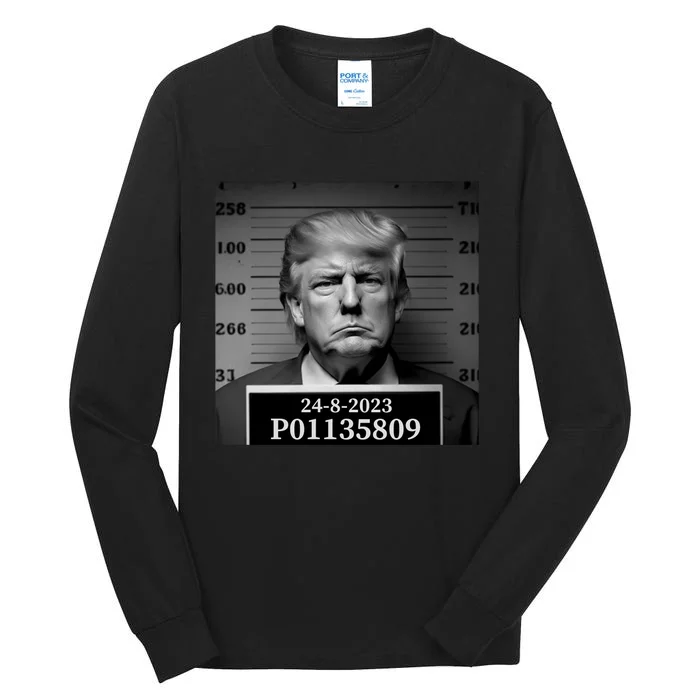 Trump 2024 Mugshot Trump Inmate P01135809 Tall Long Sleeve T-Shirt