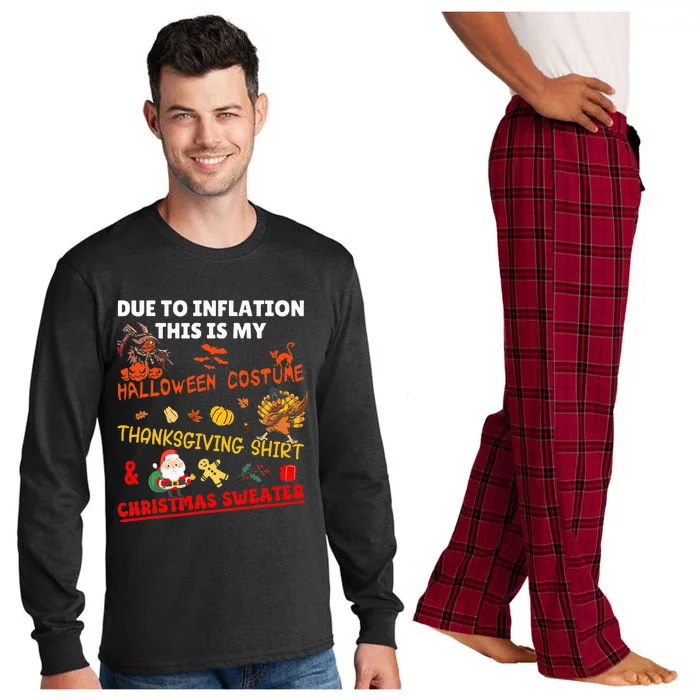 Due To Inflation This Is My Funny Xmas Christmas Long Sleeve Pajama Set