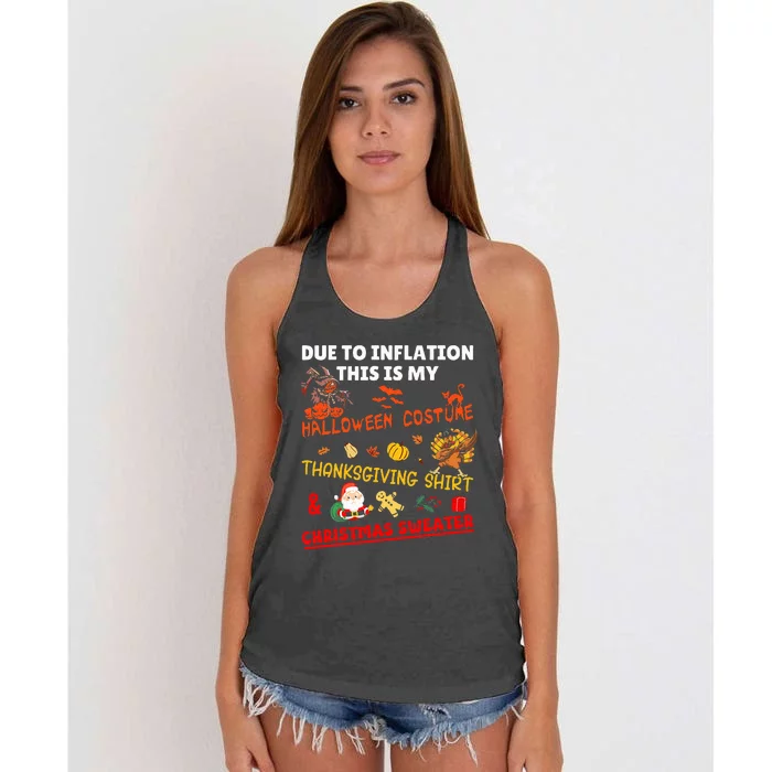 Due To Inflation This Is My Funny Xmas Christmas Women's Knotted Racerback Tank