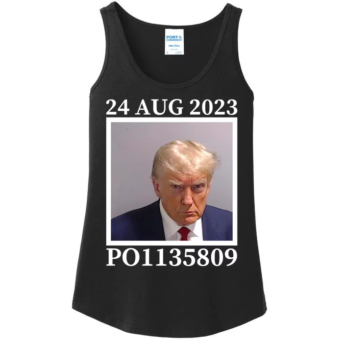 Trump 2024 Mugshot Trump Inmate P01135809 Ladies Essential Tank