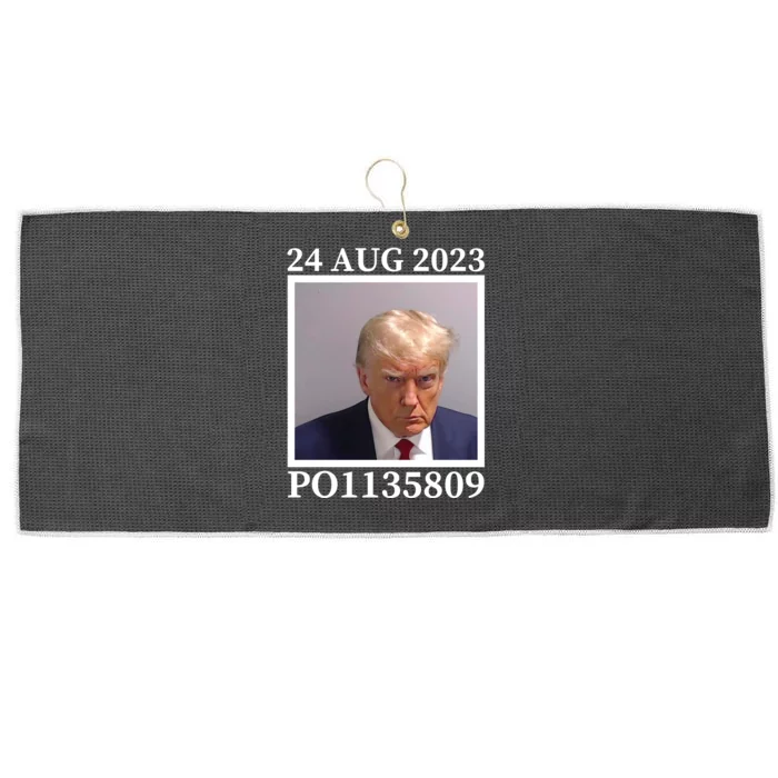 Trump 2024 Mugshot Trump Inmate P01135809 Large Microfiber Waffle Golf Towel