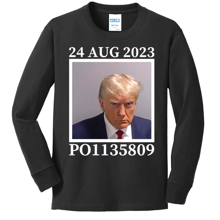 Trump 2024 Mugshot Trump Inmate P01135809 Kids Long Sleeve Shirt