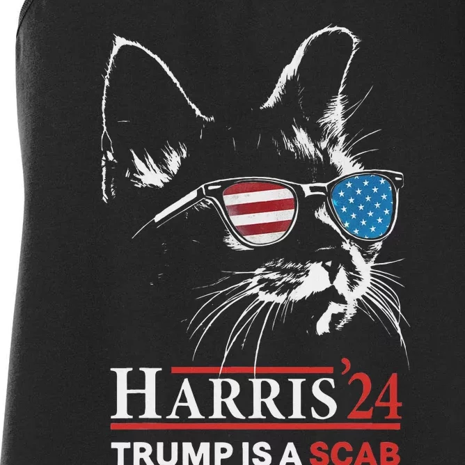 Donald Trump Is A Scab Vote Harris Valz Cat Lady Women's Racerback Tank