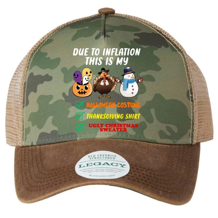 Due To Inflation This Is My Halloween Costume Thanksgiving Christmas Legacy Tie Dye Trucker Hat