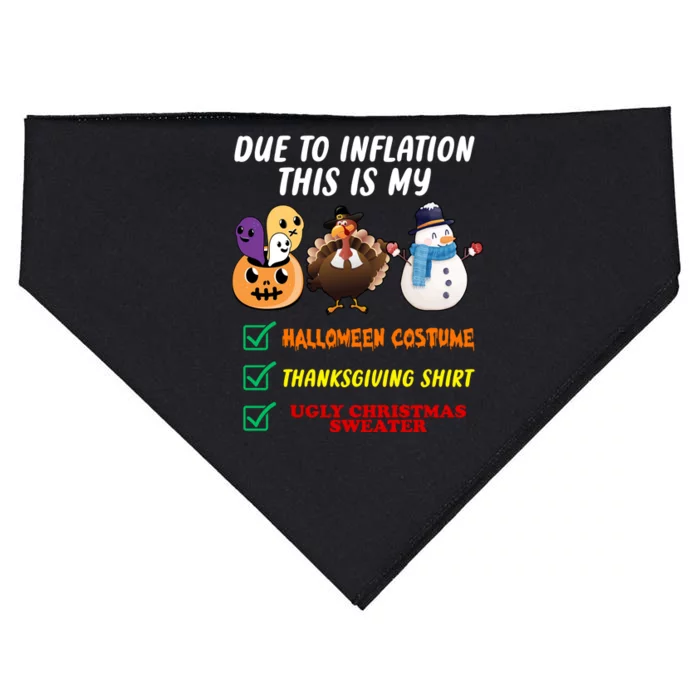 Due To Inflation This Is My Halloween Costume Thanksgiving Christmas USA-Made Doggie Bandana