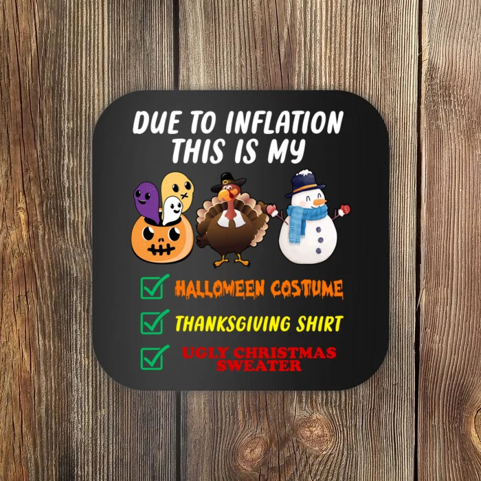 Due To Inflation This Is My Halloween Costume Thanksgiving Christmas Coaster