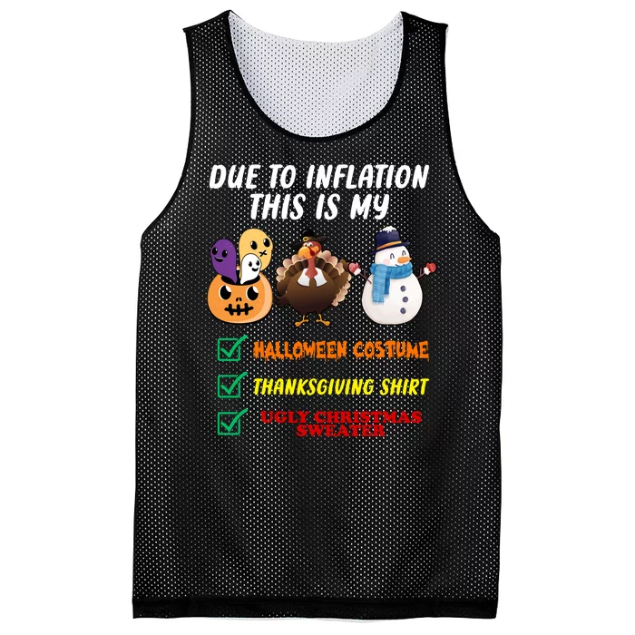 Due To Inflation This Is My Halloween Costume Thanksgiving Christmas Mesh Reversible Basketball Jersey Tank