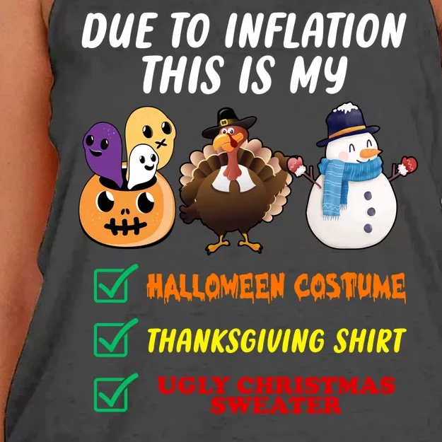 Due To Inflation This Is My Halloween Costume Thanksgiving Christmas Women's Knotted Racerback Tank