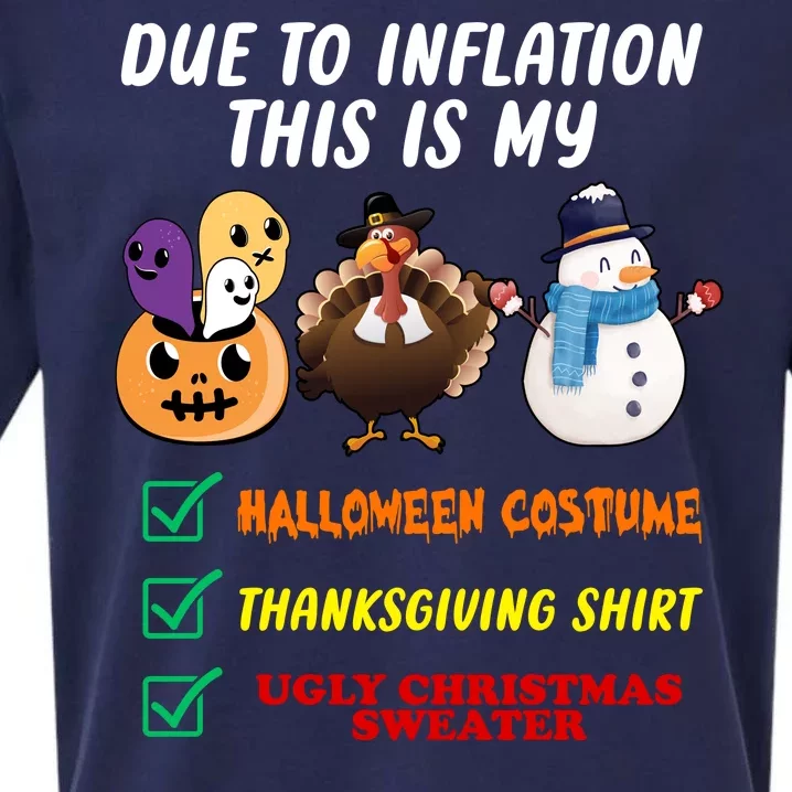 Due To Inflation This Is My Halloween Costume Thanksgiving Christmas Sueded Cloud Jersey T-Shirt