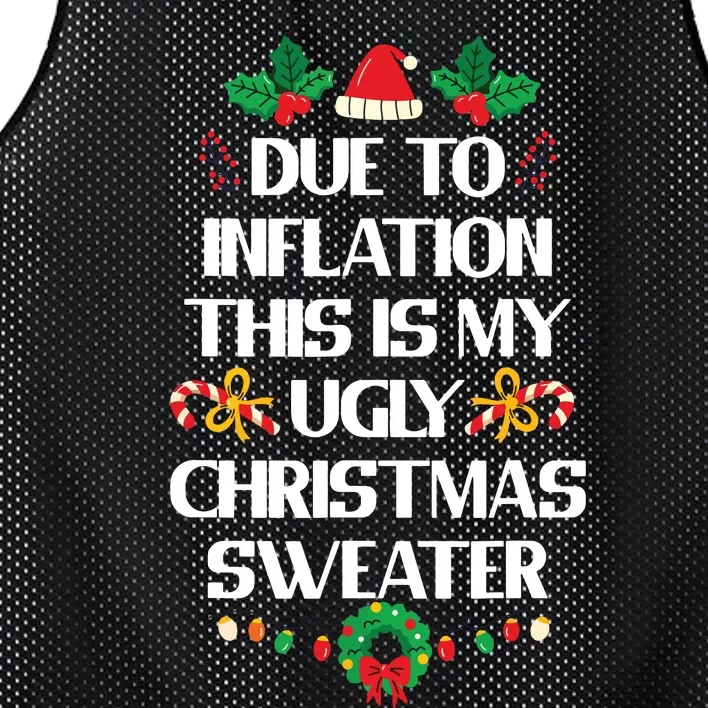 Due To Inflation Ugly Christmas Sweater Funny Xmas Mesh Reversible Basketball Jersey Tank