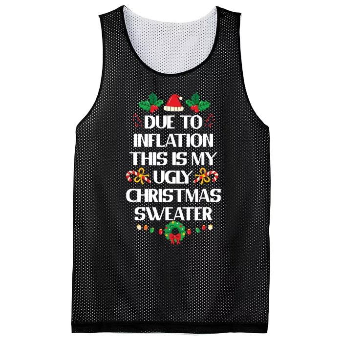 Due To Inflation Ugly Christmas Sweater Funny Xmas Mesh Reversible Basketball Jersey Tank