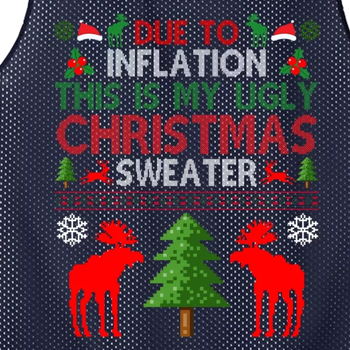 Due To Inflation This Is My Ugly Christmas Sweater Funny Holiday Mesh Reversible Basketball Jersey Tank