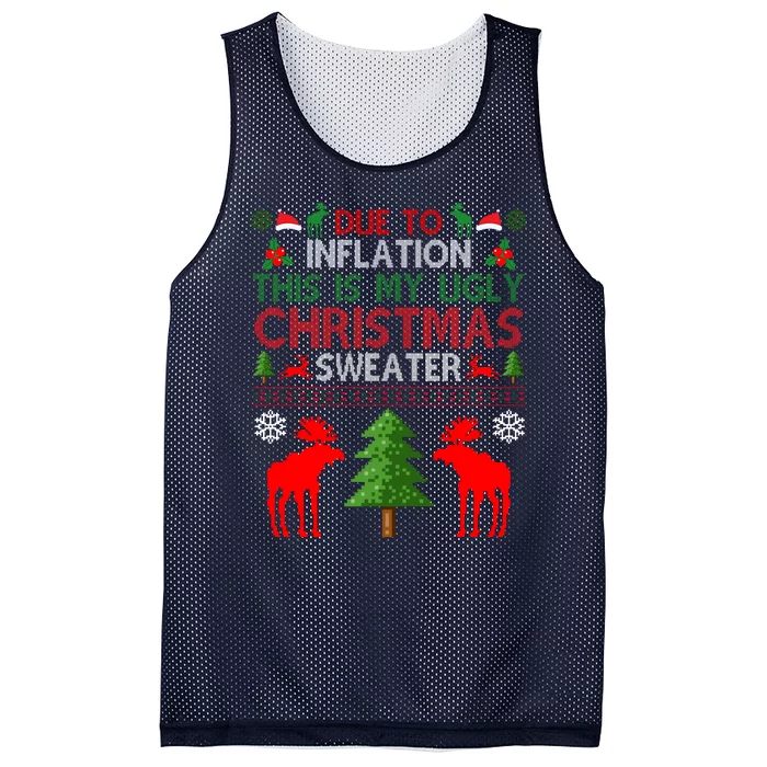 Due To Inflation This Is My Ugly Christmas Sweater Funny Holiday Mesh Reversible Basketball Jersey Tank