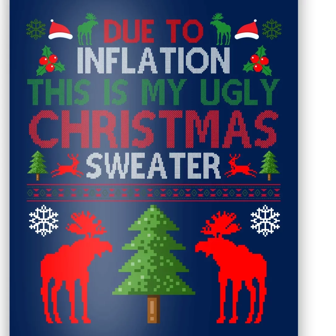 Due To Inflation This Is My Ugly Christmas Sweater Funny Holiday Poster