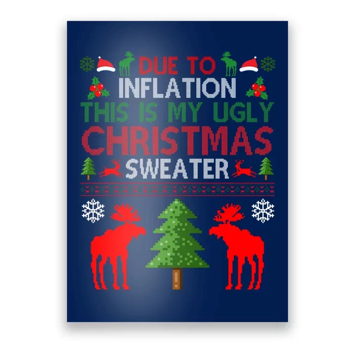 Due To Inflation This Is My Ugly Christmas Sweater Funny Holiday Poster