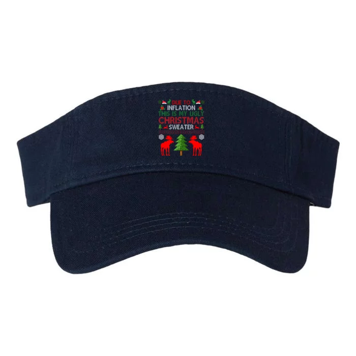 Due To Inflation This Is My Ugly Christmas Sweater Funny Holiday Valucap Bio-Washed Visor