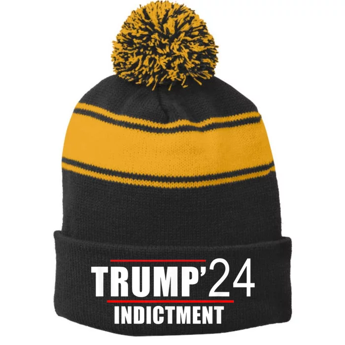 Donald TRUMP Indictment 2024 Stripe Pom Pom Beanie