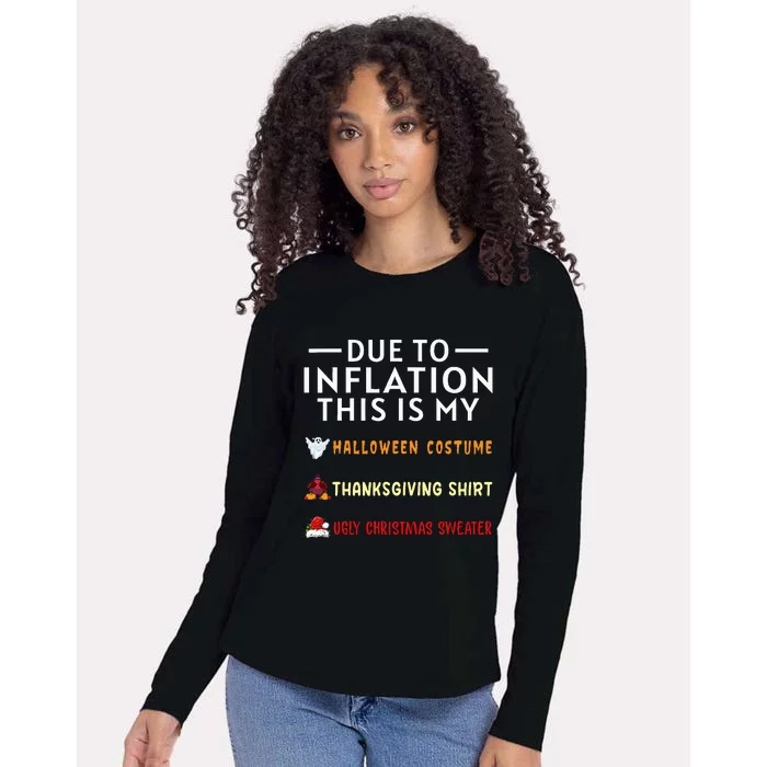 Due To Inflation This Is My Funny Halloween Costume Womens Cotton Relaxed Long Sleeve T-Shirt