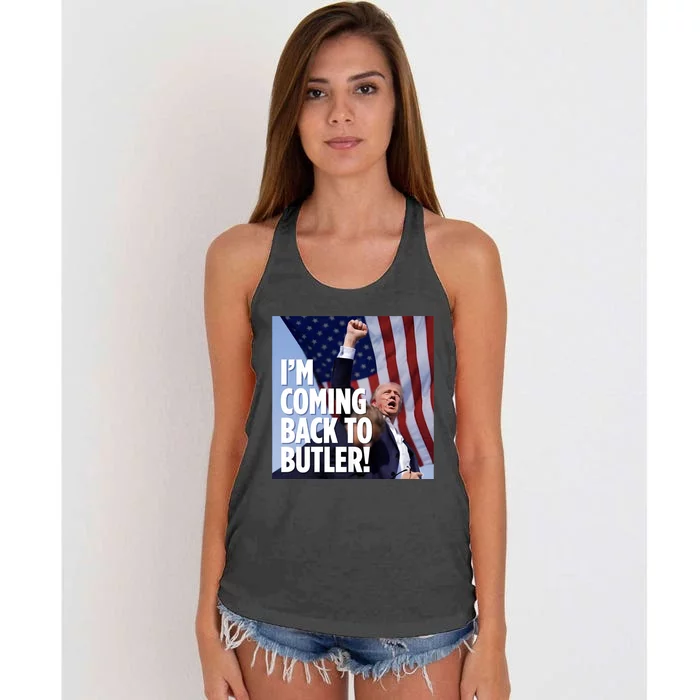 Donald Trump I’M Coming Back To Butler Vote Trump Women's Knotted Racerback Tank