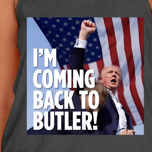 Donald Trump I’M Coming Back To Butler Vote Trump Women's Knotted Racerback Tank