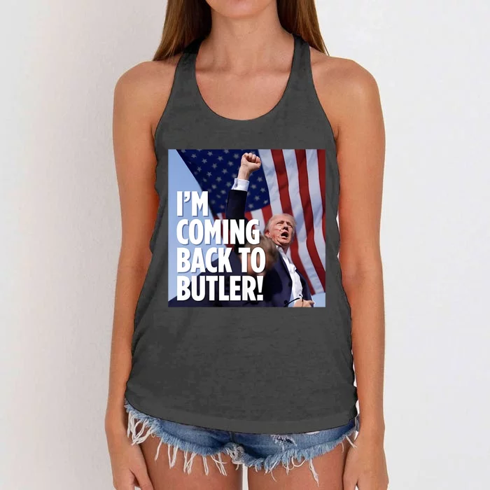 Donald Trump I’M Coming Back To Butler Vote Trump Women's Knotted Racerback Tank