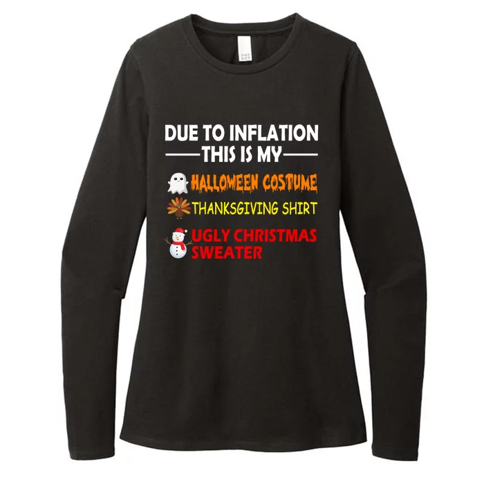 Due To Inflation This Is My Halloween Thanksgiving Ugly Christmas Womens CVC Long Sleeve Shirt