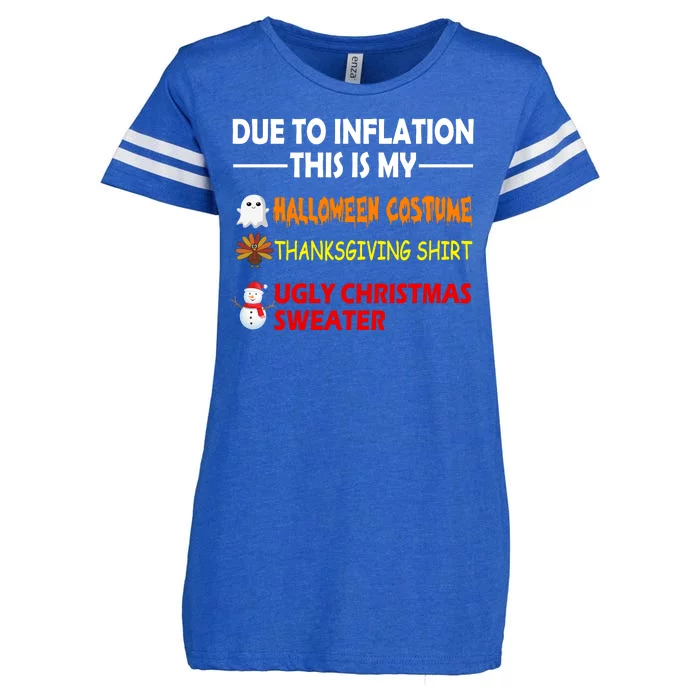 Due To Inflation This Is My Halloween Thanksgiving Ugly Christmas Enza Ladies Jersey Football T-Shirt