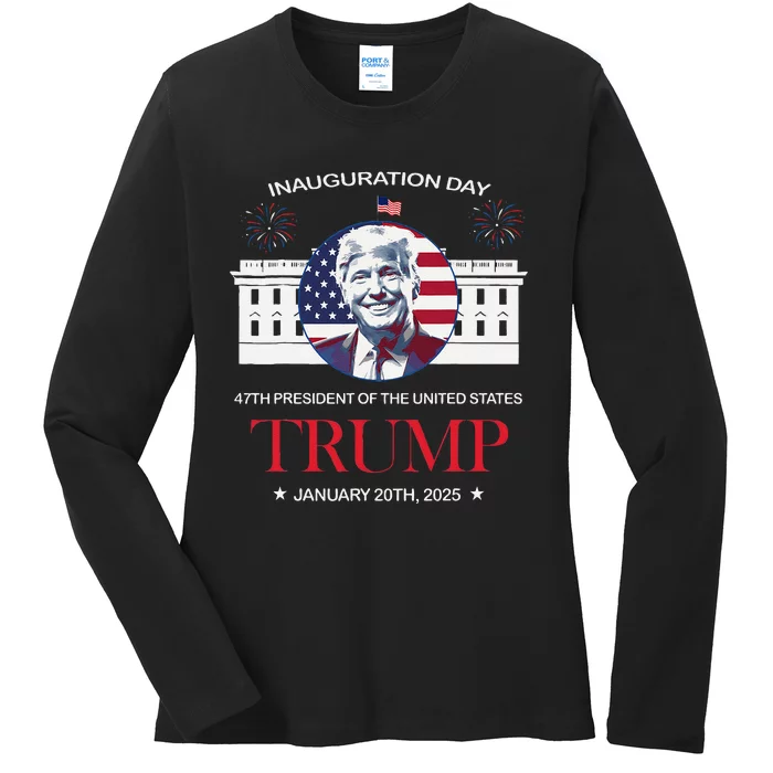 Donald Trump Inauguration Day 2025 Madam 47th President 47 Ladies Long Sleeve Shirt