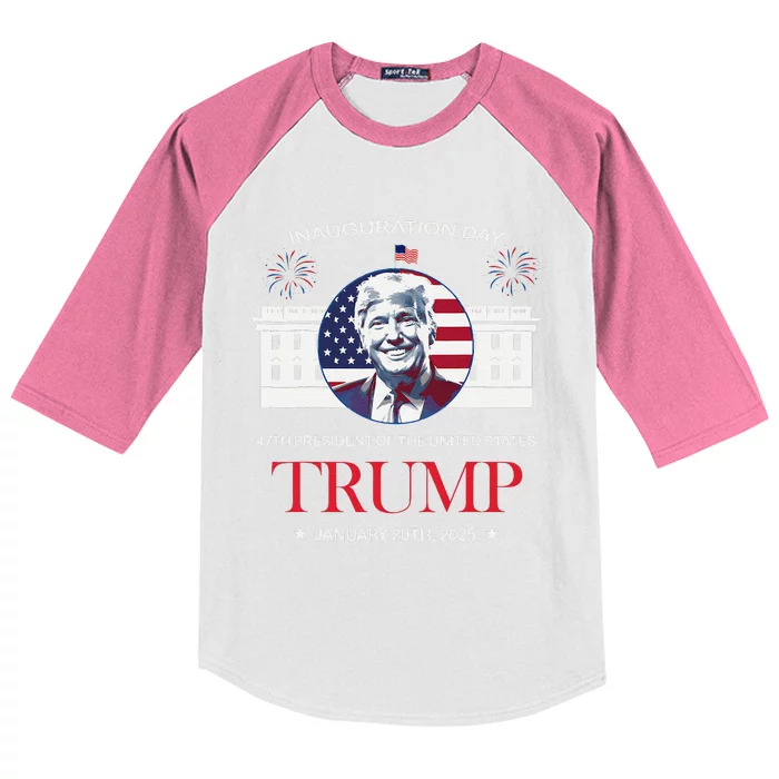 Donald Trump Inauguration Day 2025 Madam 47th President 47 Kids Colorblock Raglan Jersey