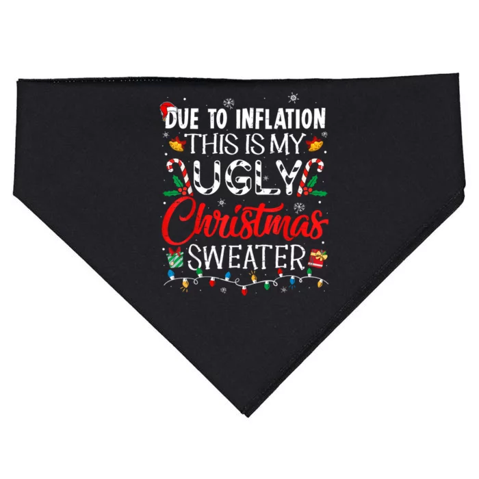 Due To Inflation Ugly Christmas Sweaters Funny USA-Made Doggie Bandana