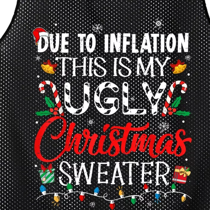 Due To Inflation Ugly Christmas Sweaters Funny Mesh Reversible Basketball Jersey Tank