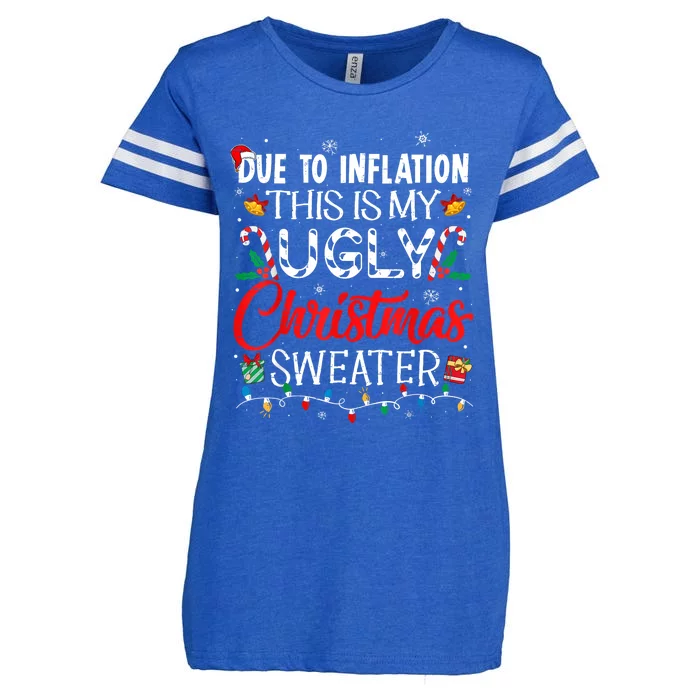 Due To Inflation Ugly Christmas Sweaters Funny Enza Ladies Jersey Football T-Shirt