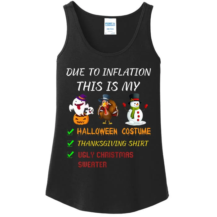 Due To Inflation This Is My Halloween Thanksgiving Christmas Ladies Essential Tank