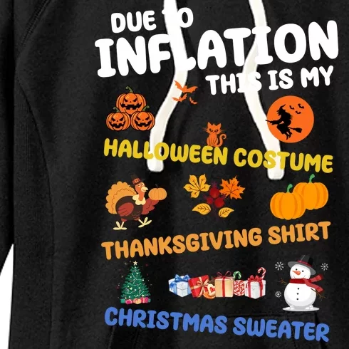 Due To Inflation This Is My Halloween Thanksgiving Christmas Women's Fleece Hoodie