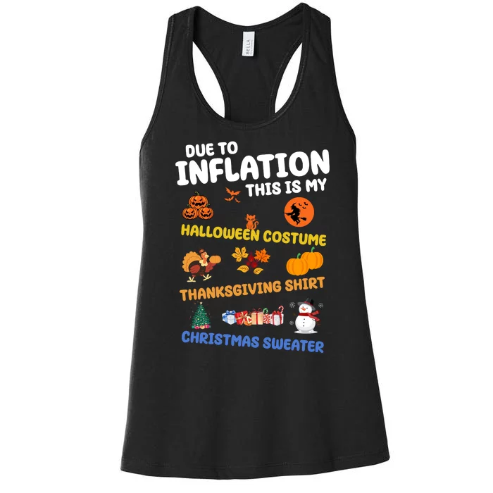 Due To Inflation This Is My Halloween Thanksgiving Christmas Women's Racerback Tank