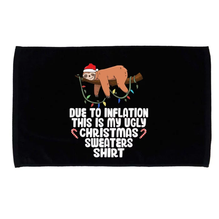 Due to Inflation Ugly Sweater Christmas  Funny Microfiber Hand Towel