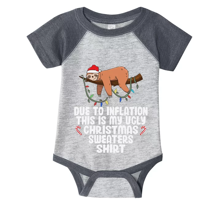 Due to Inflation Ugly Sweater Christmas  Funny Infant Baby Jersey Bodysuit