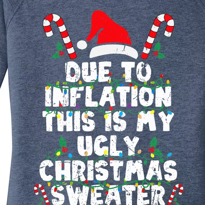 Due to Inflation This is My Ugly Sweater Funny Christmas Women's Perfect Tri Tunic Long Sleeve Shirt