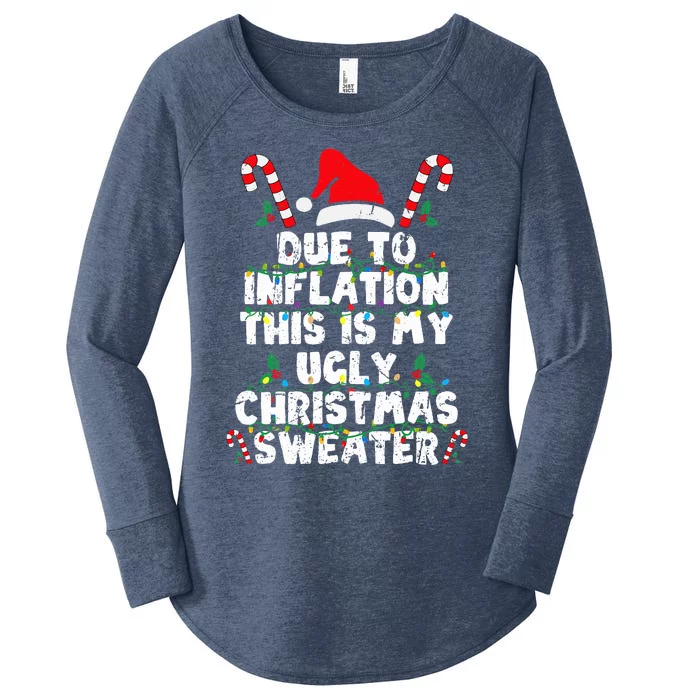 Due to Inflation This is My Ugly Sweater Funny Christmas Women's Perfect Tri Tunic Long Sleeve Shirt