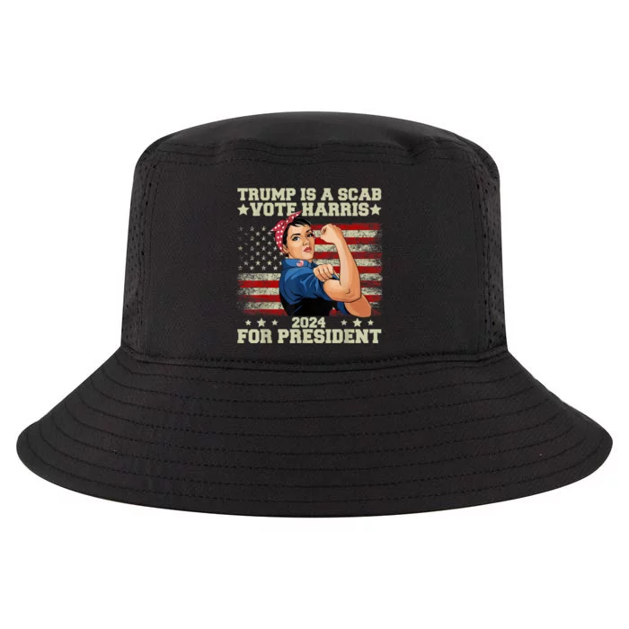 Donald Trump Is A Scab Vote Harris Cool Comfort Performance Bucket Hat