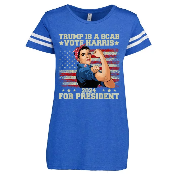 Donald Trump Is A Scab Vote Harris Enza Ladies Jersey Football T-Shirt