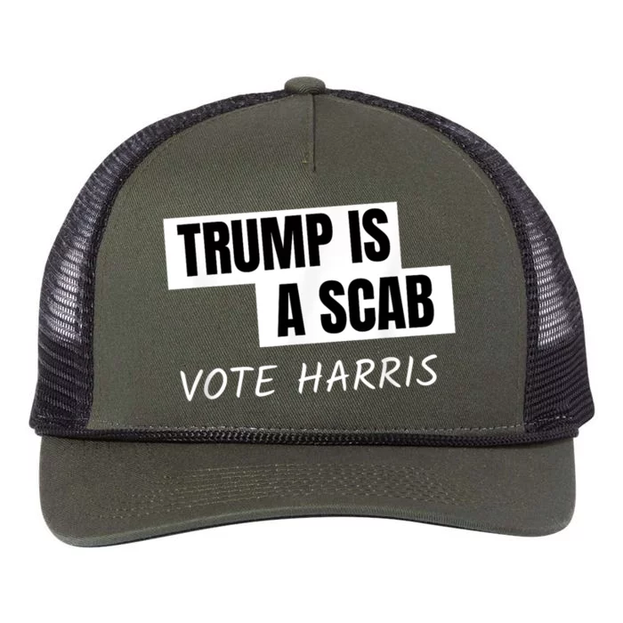 Donald Trump Is A Scab Vote Harris Retro Rope Trucker Hat Cap