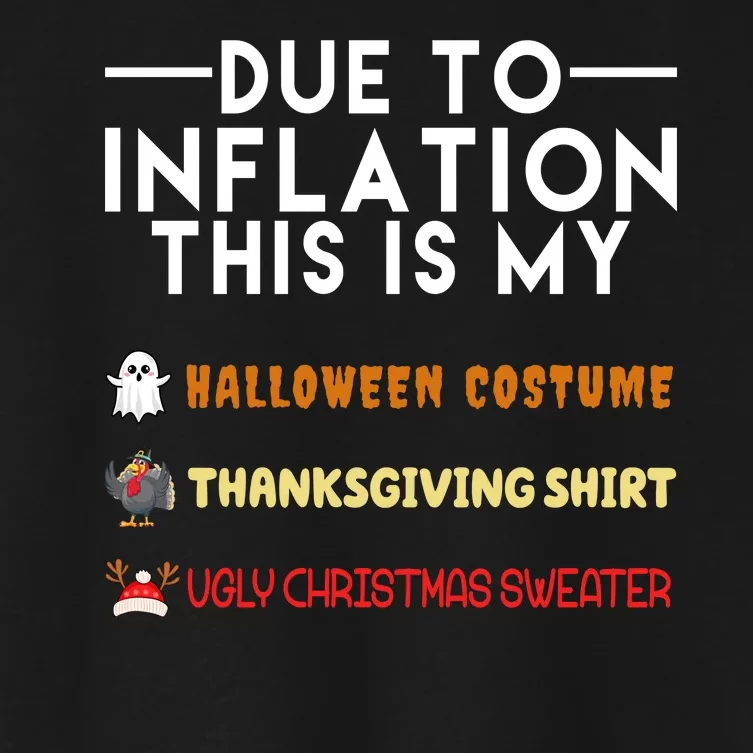 Due To Inflation This Is My Halloween Thanksgiving And Ugly Christmas Women's Crop Top Tee