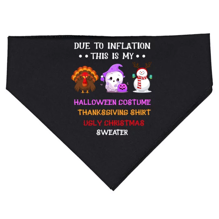 Due To Inflation This Is My Halloween Thanksgiving Christmas USA-Made Doggie Bandana