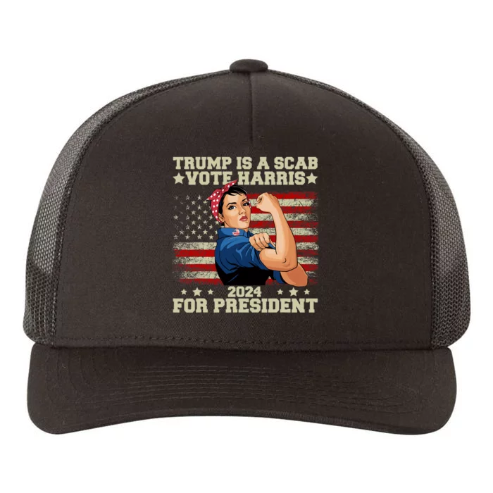 Donald Trump Is A Scab Vote Harris Vintage America Flag Yupoong Adult 5-Panel Trucker Hat