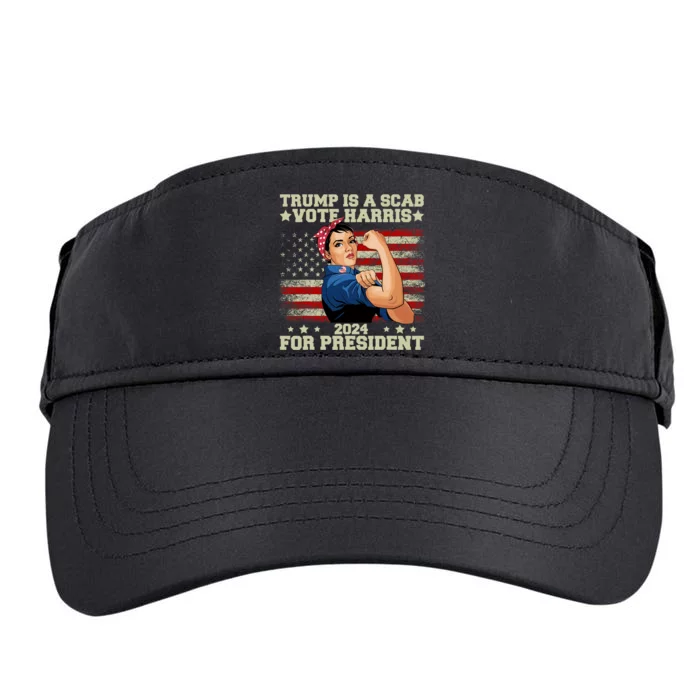 Donald Trump Is A Scab Vote Harris Vintage America Flag Adult Drive Performance Visor