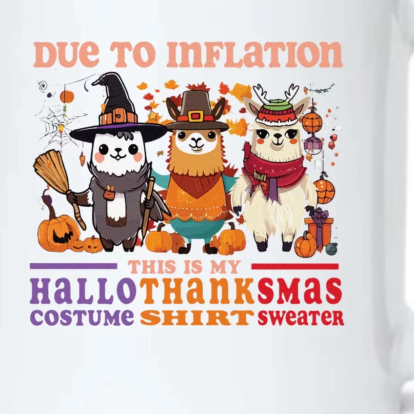 Due To Inflation Halloween Thanksgiving Ugly Christmas Llama Sweat Black Color Changing Mug