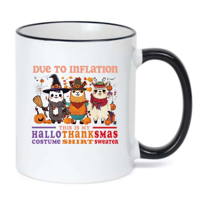 Due To Inflation Halloween Thanksgiving Ugly Christmas Llama Sweat Black Color Changing Mug